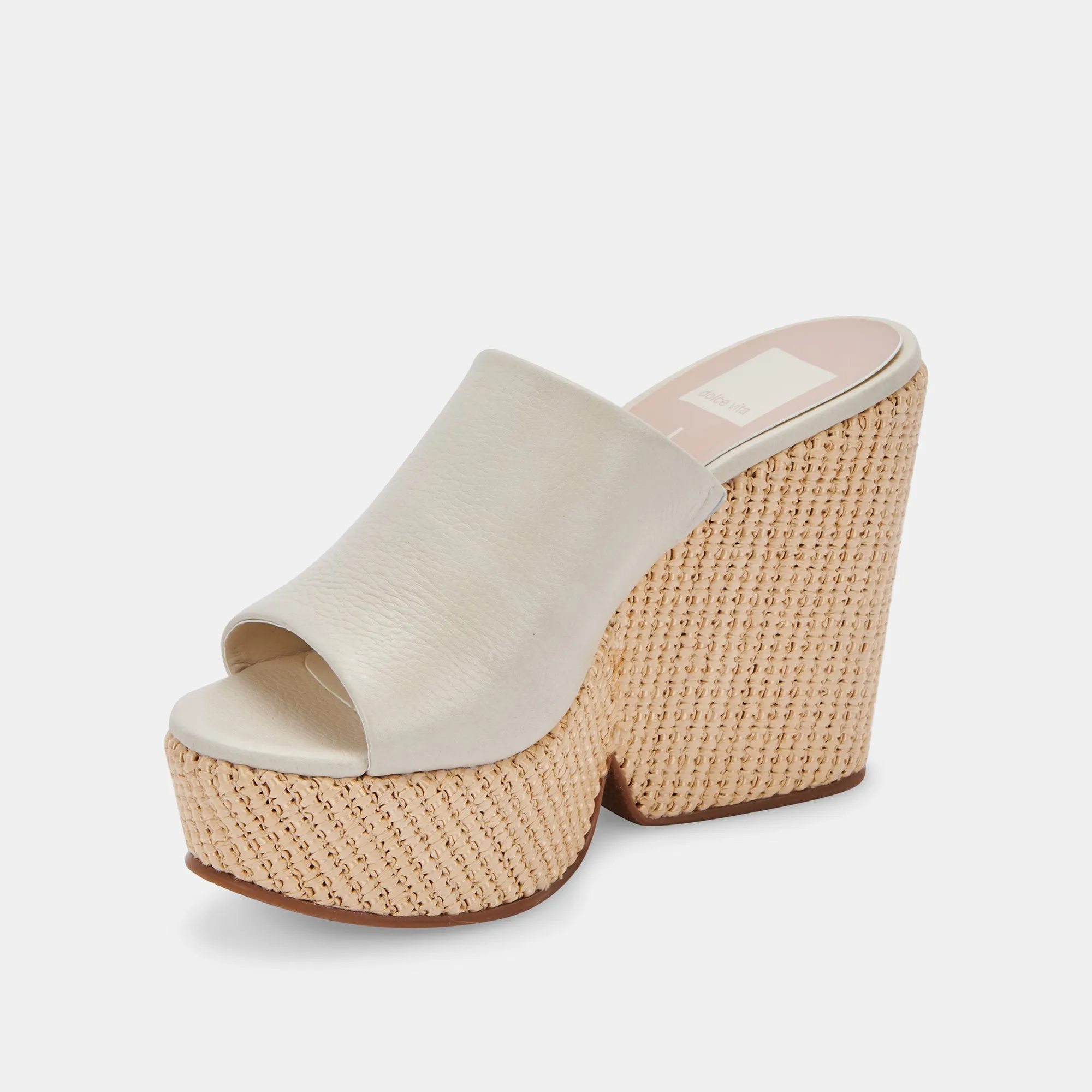 Ivory Leather Gilma Wedge Sandals