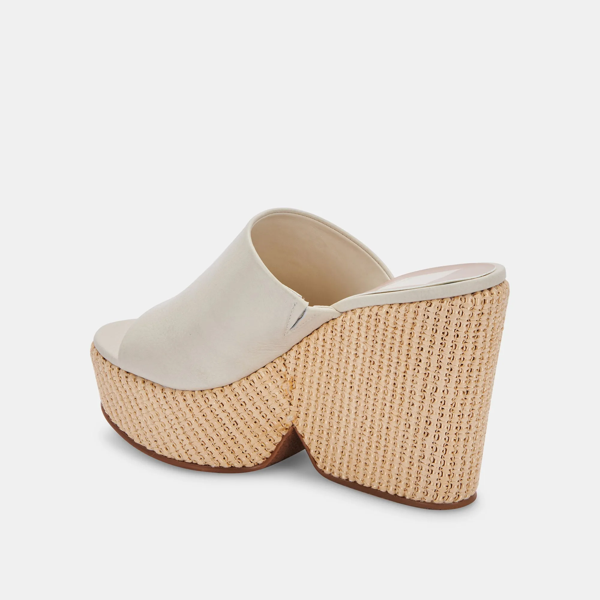 Ivory Leather Gilma Wedge Sandals