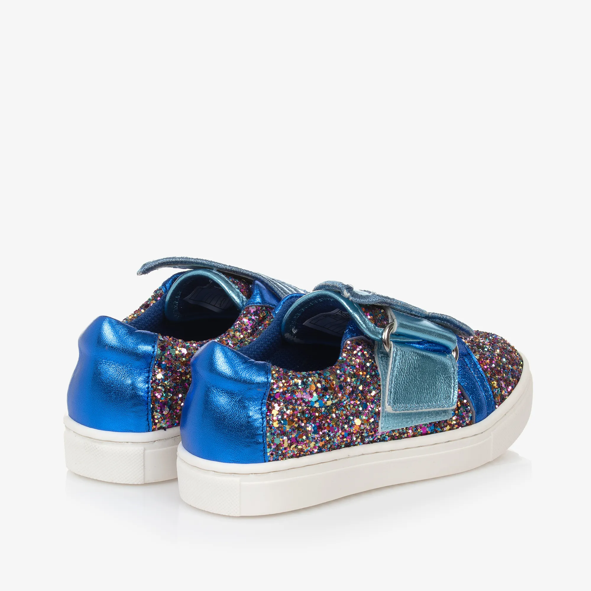 Girls Blue Glitter Butterfly Trainers