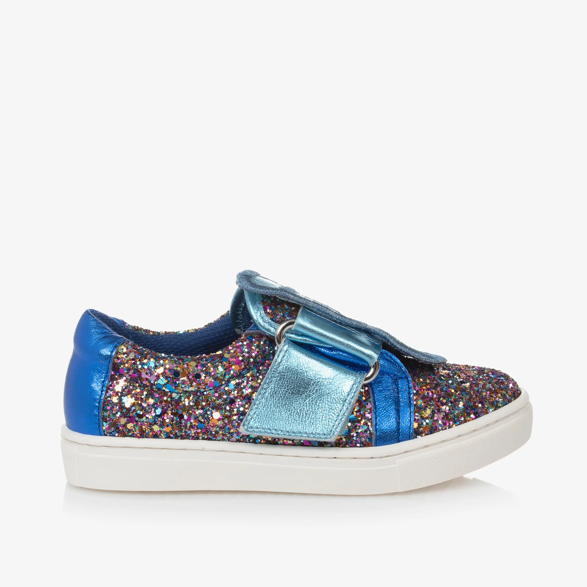 Girls Blue Glitter Butterfly Trainers