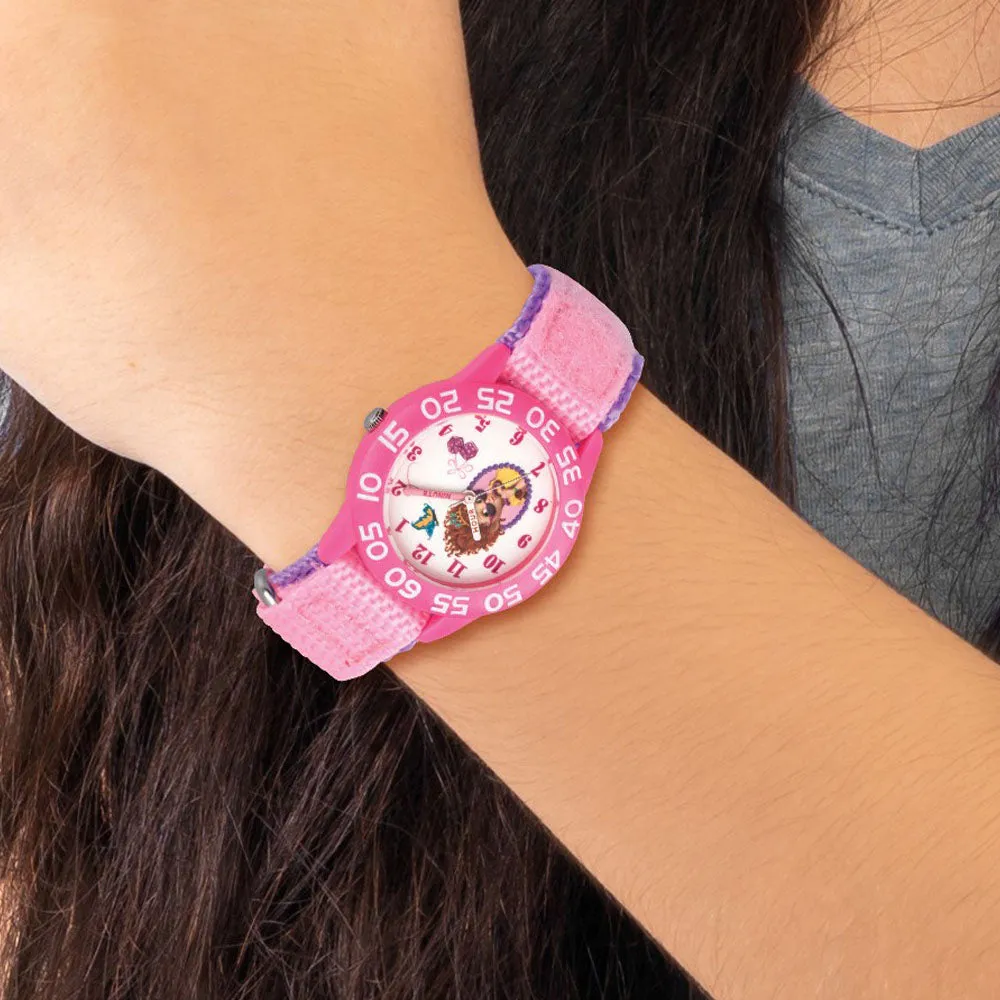 Girls Disney Fancy Nancy Pink Nylon Band Time Teaching Watch.