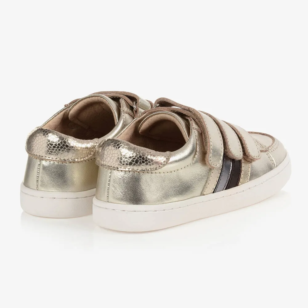 Girls Gold Leather Trainers 