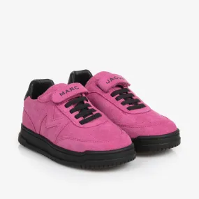 Girls Pink Suede Leather Trainers