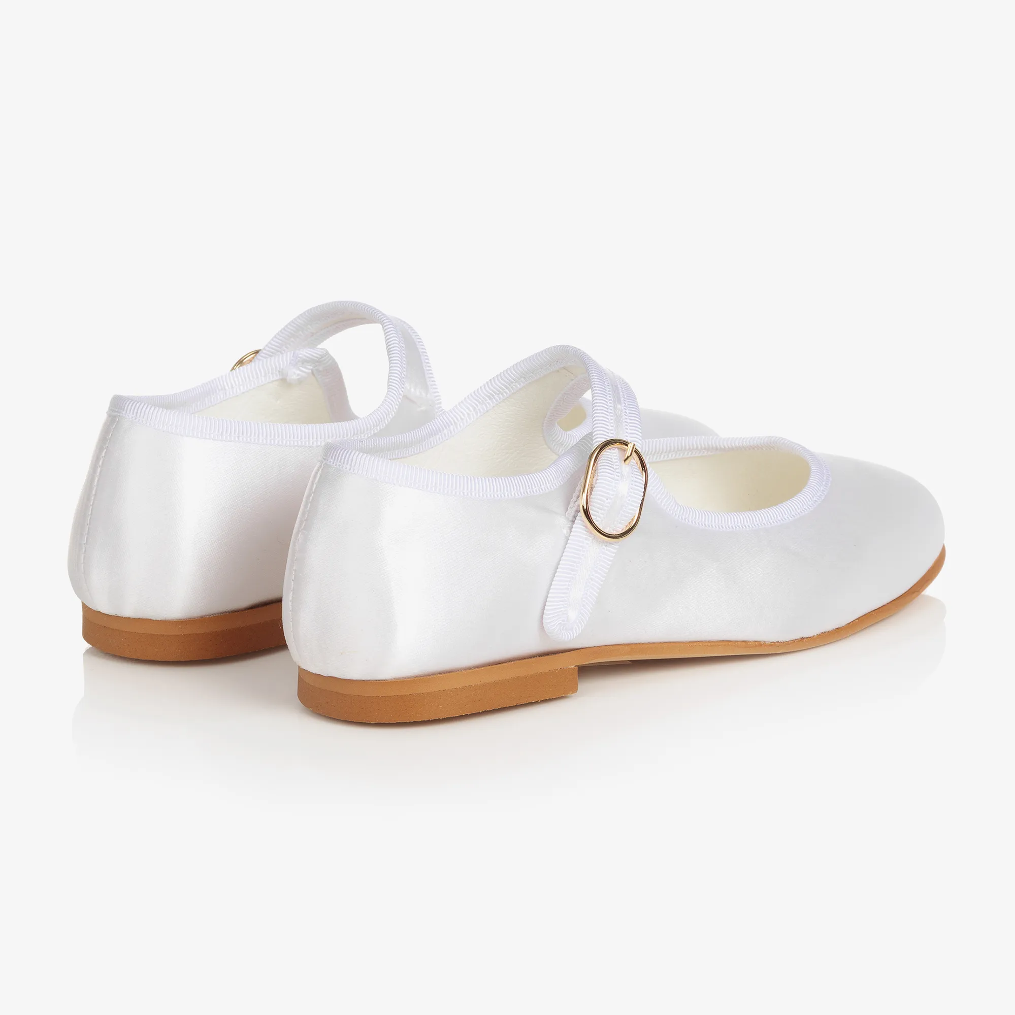 Girls White Satin Mary Jane Pumps