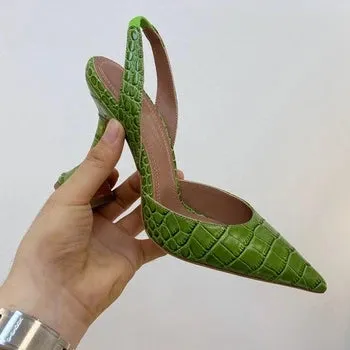 Glass with Crocodile Leather Pointed High Heel Wine Cup