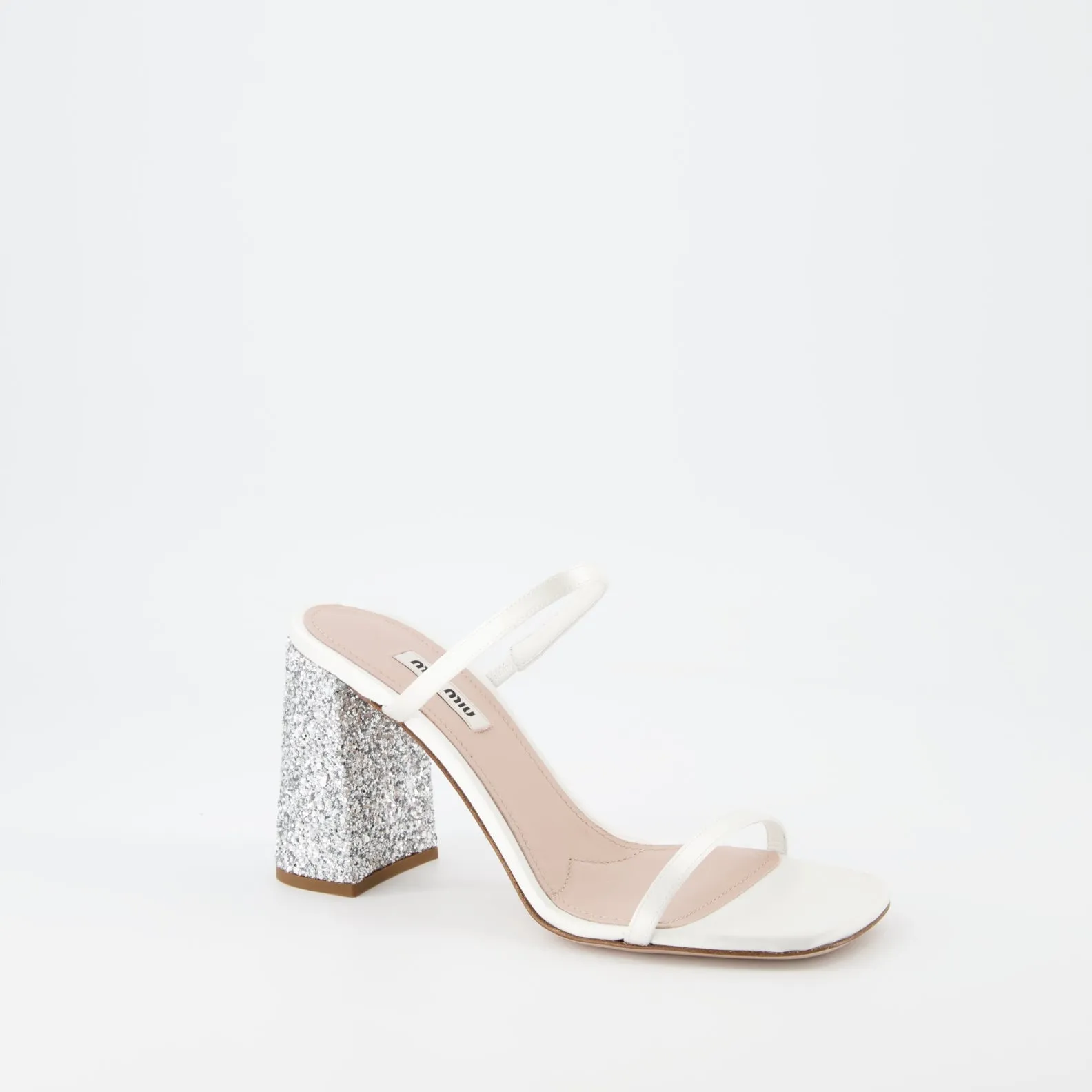 Glitter White Mules