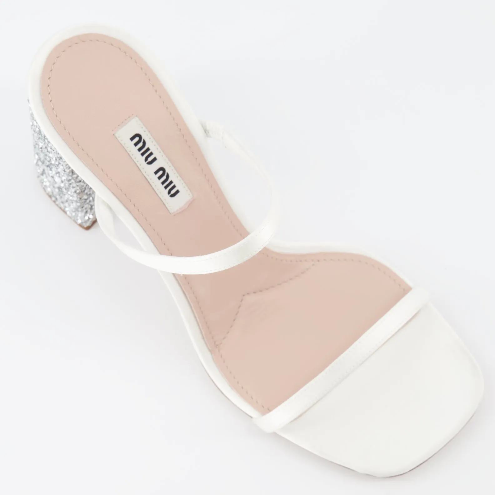 Glitter White Mules