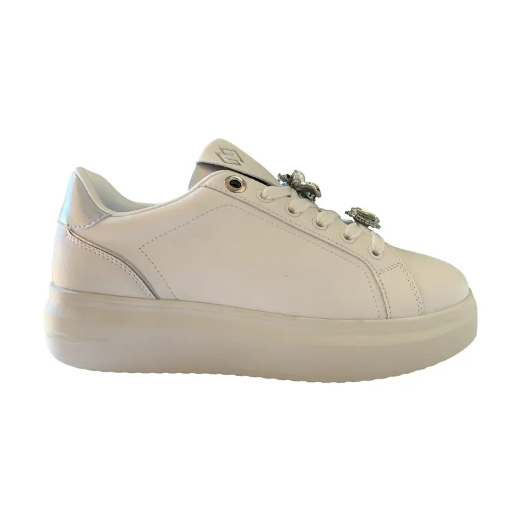 Women's Silver White Sneakers by Gold & Gold