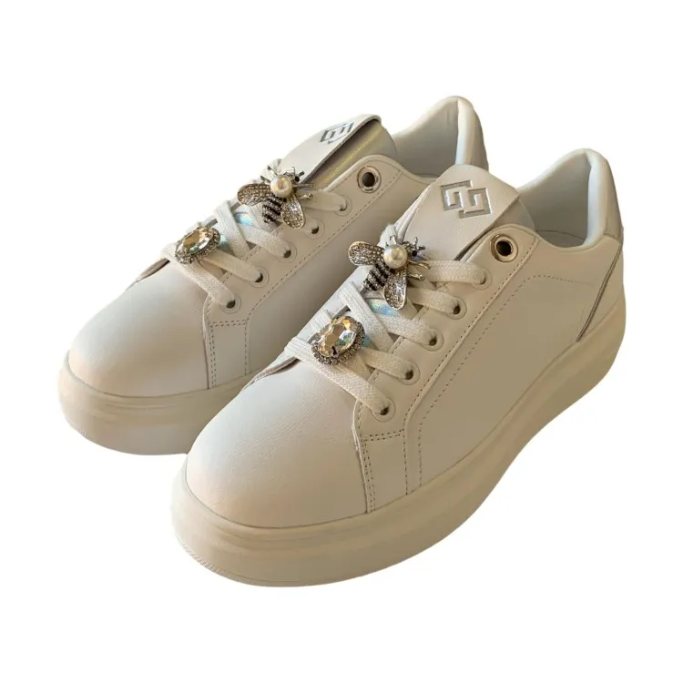 Women's Silver White Sneakers by Gold & Gold