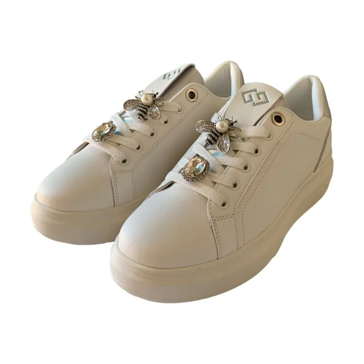 Women's Silver White Sneakers by Gold & Gold