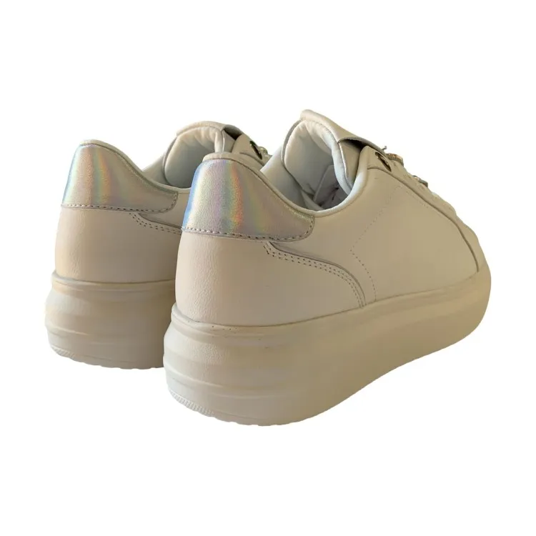 Women's Silver White Sneakers by Gold & Gold