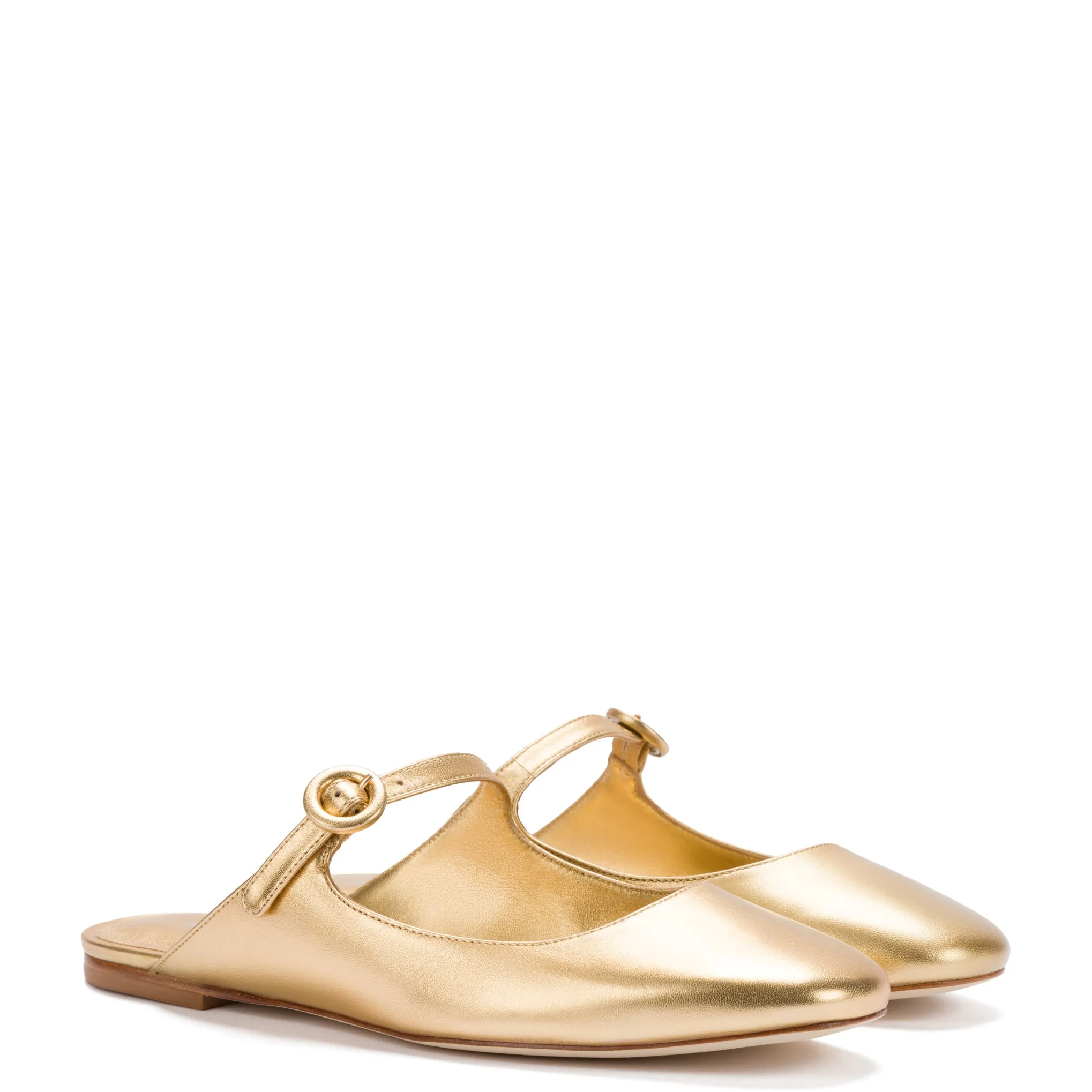 Gold Metallic Leather Blair Flat Mule