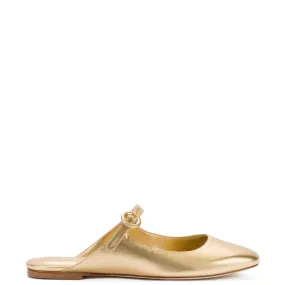 Gold Metallic Leather Blair Flat Mule