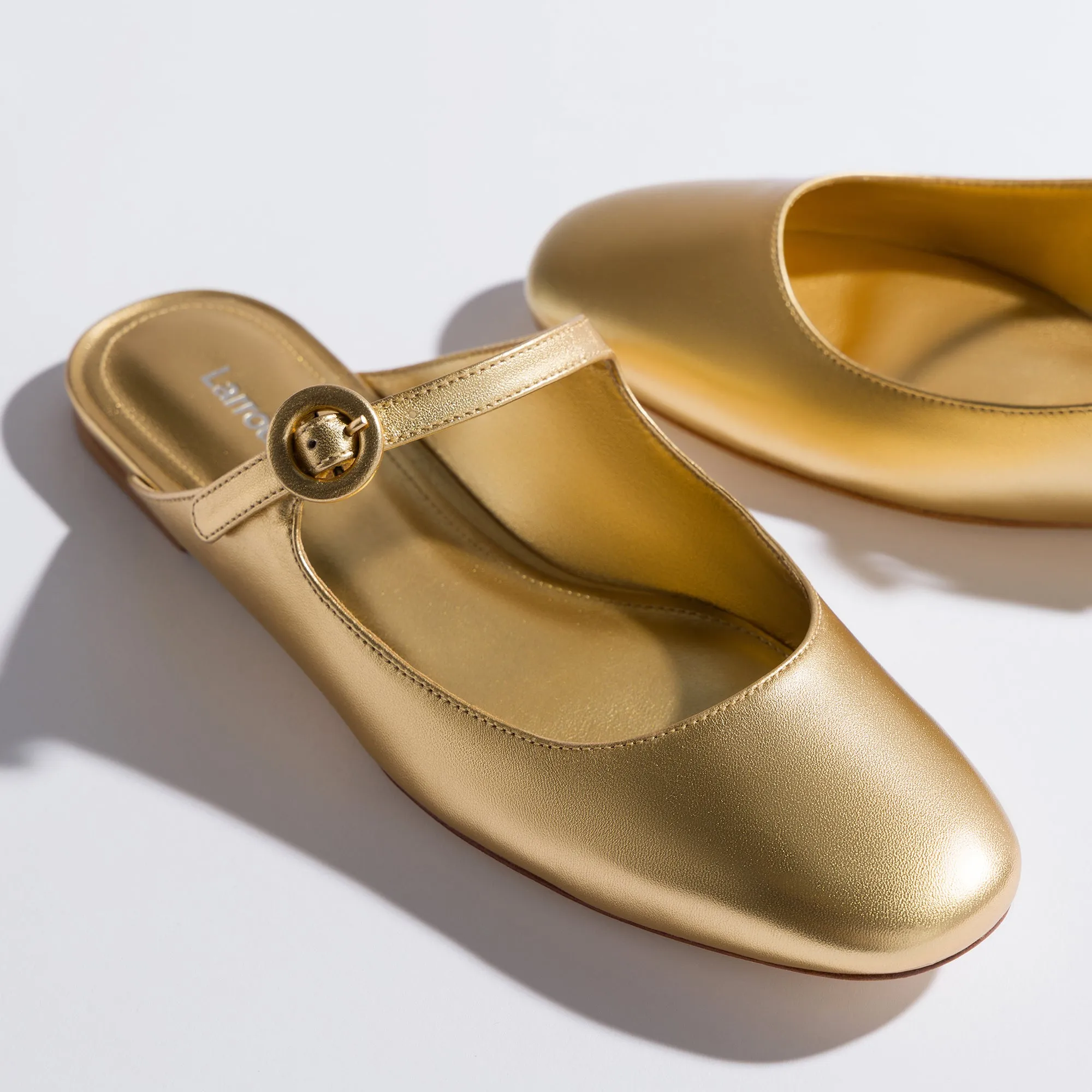 Gold Metallic Leather Blair Flat Mule