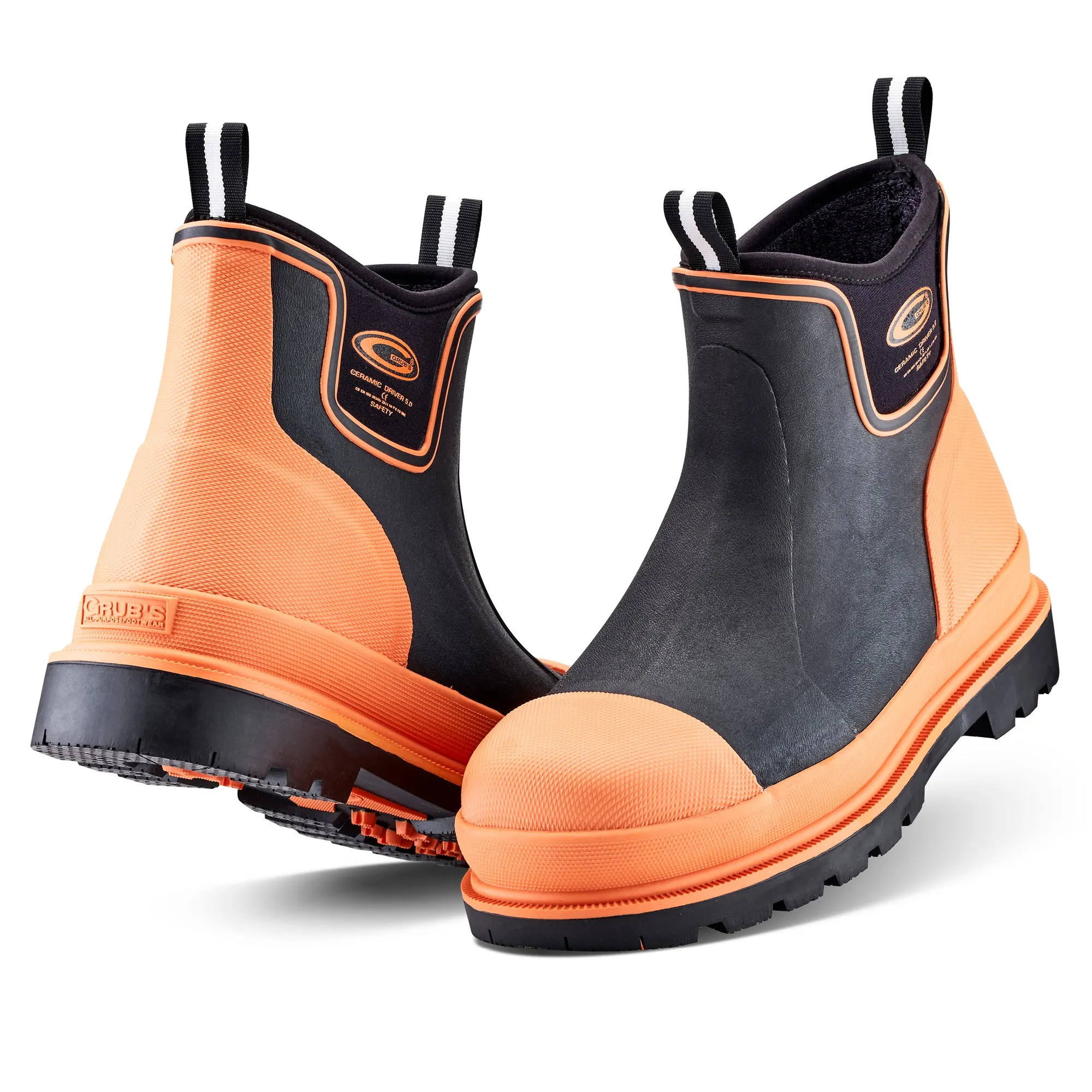 Grubs Boots Ceramic Driver Safety Mid Height Wellington Mens - Orange