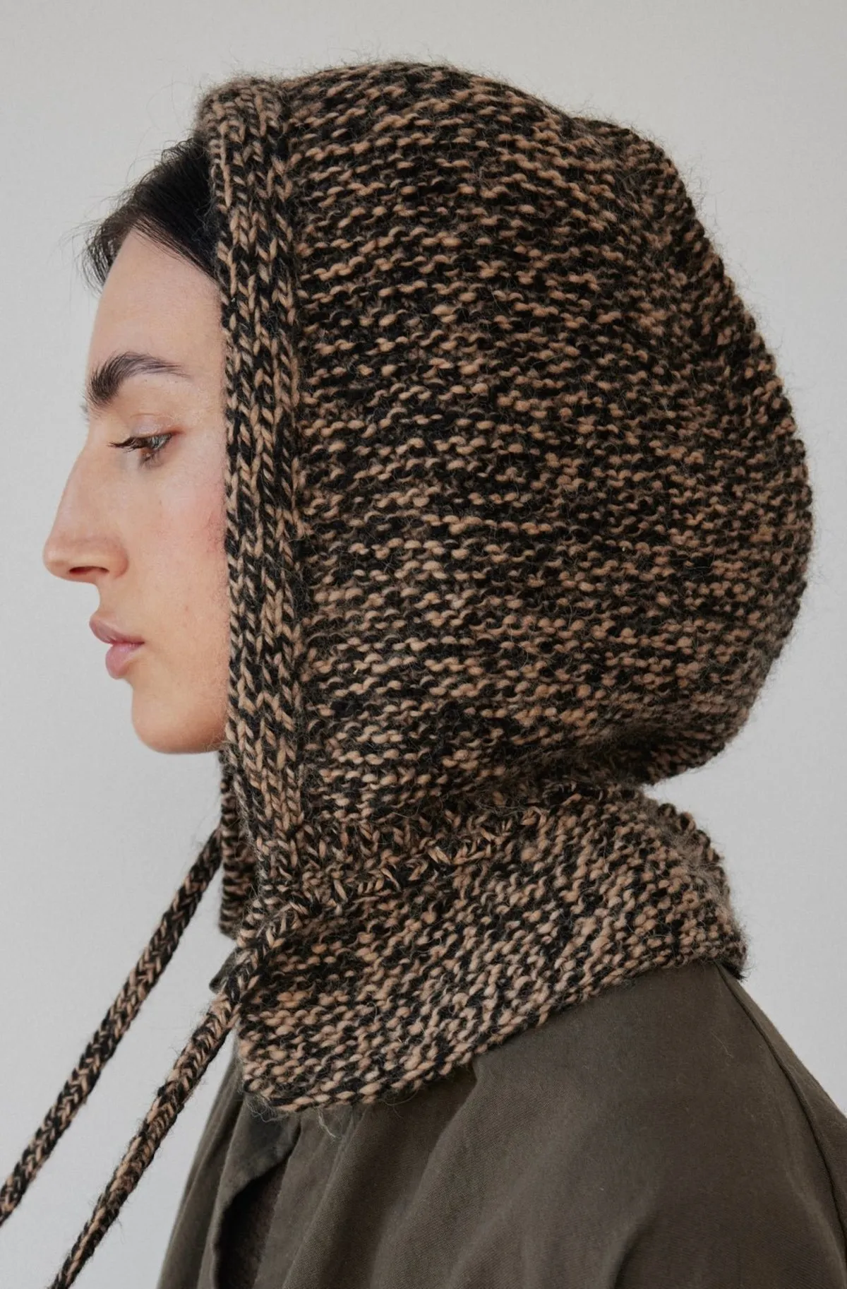 Handknit Hood - Sable