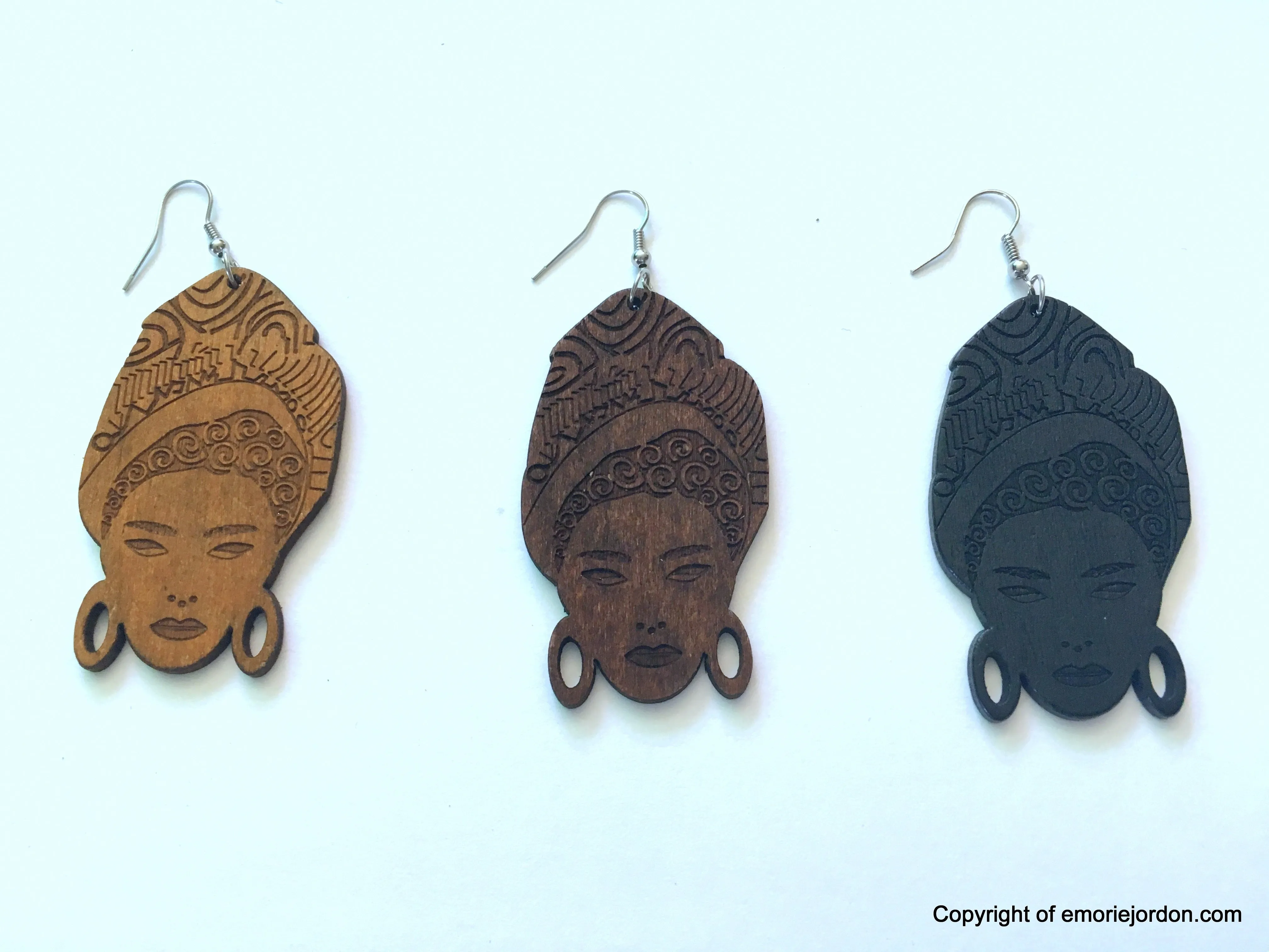 Headwrap Girl Wood Earrings