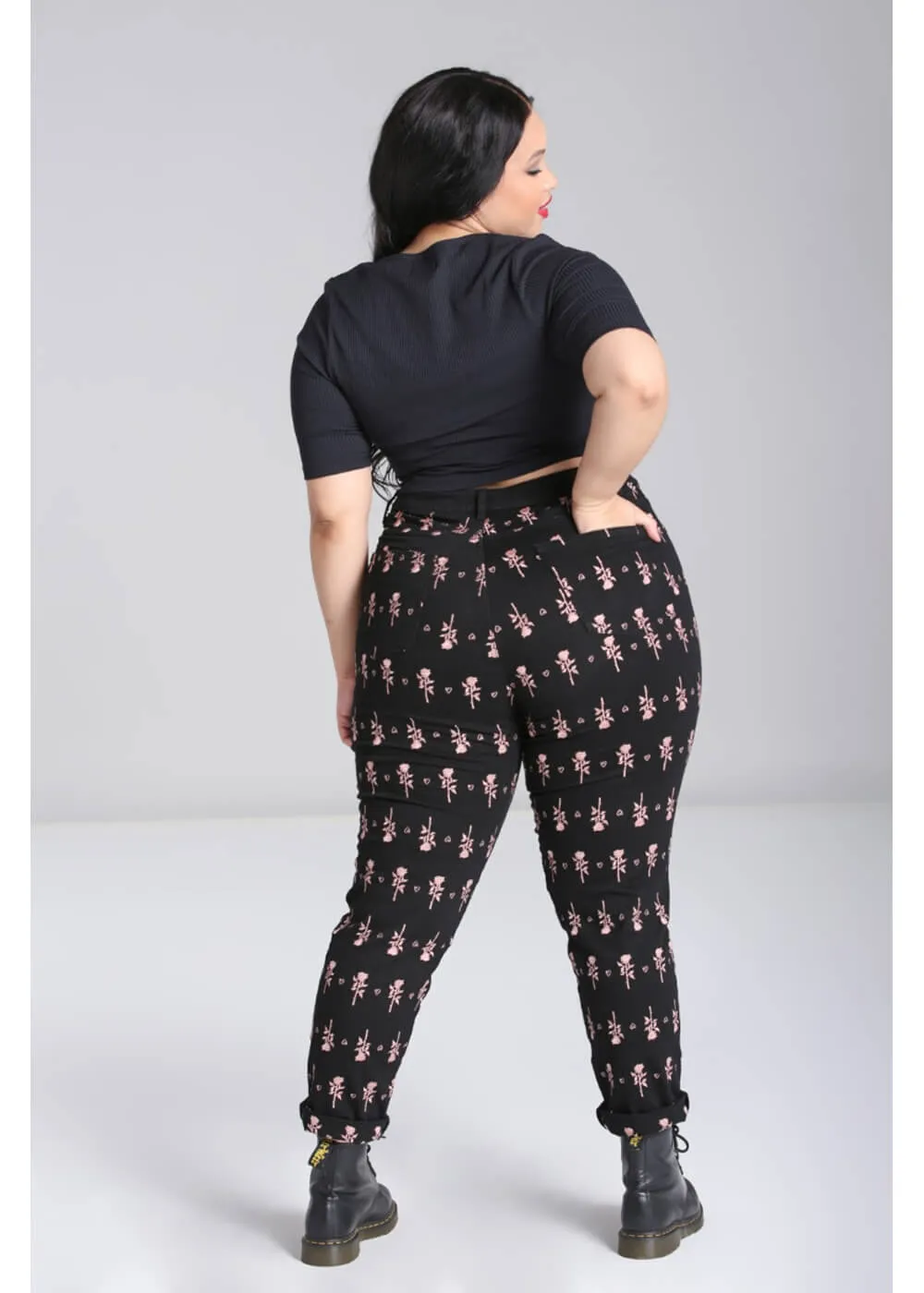 Hell Bunny The Lover Rose 80's Jeans Black