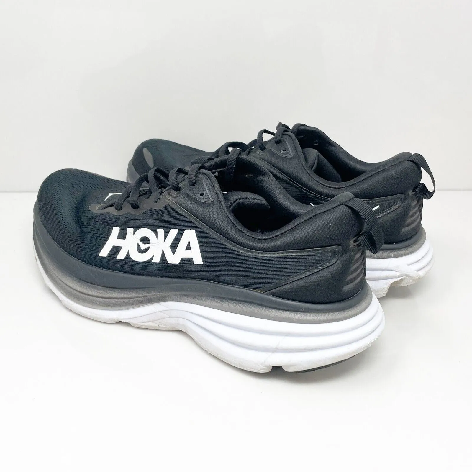 Hoka One One Mens Bondi 8 1123202 BWHT Black Running Shoes Sneakers Size 13 D