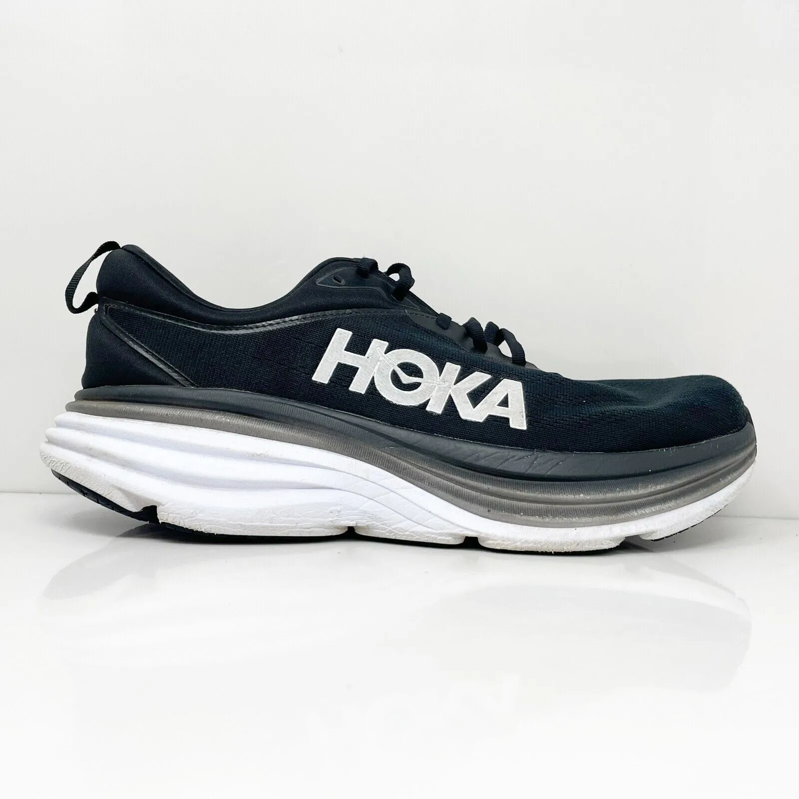 Hoka One One Mens Bondi 8 1123202 BWHT Black Running Shoes Sneakers Size 13 D