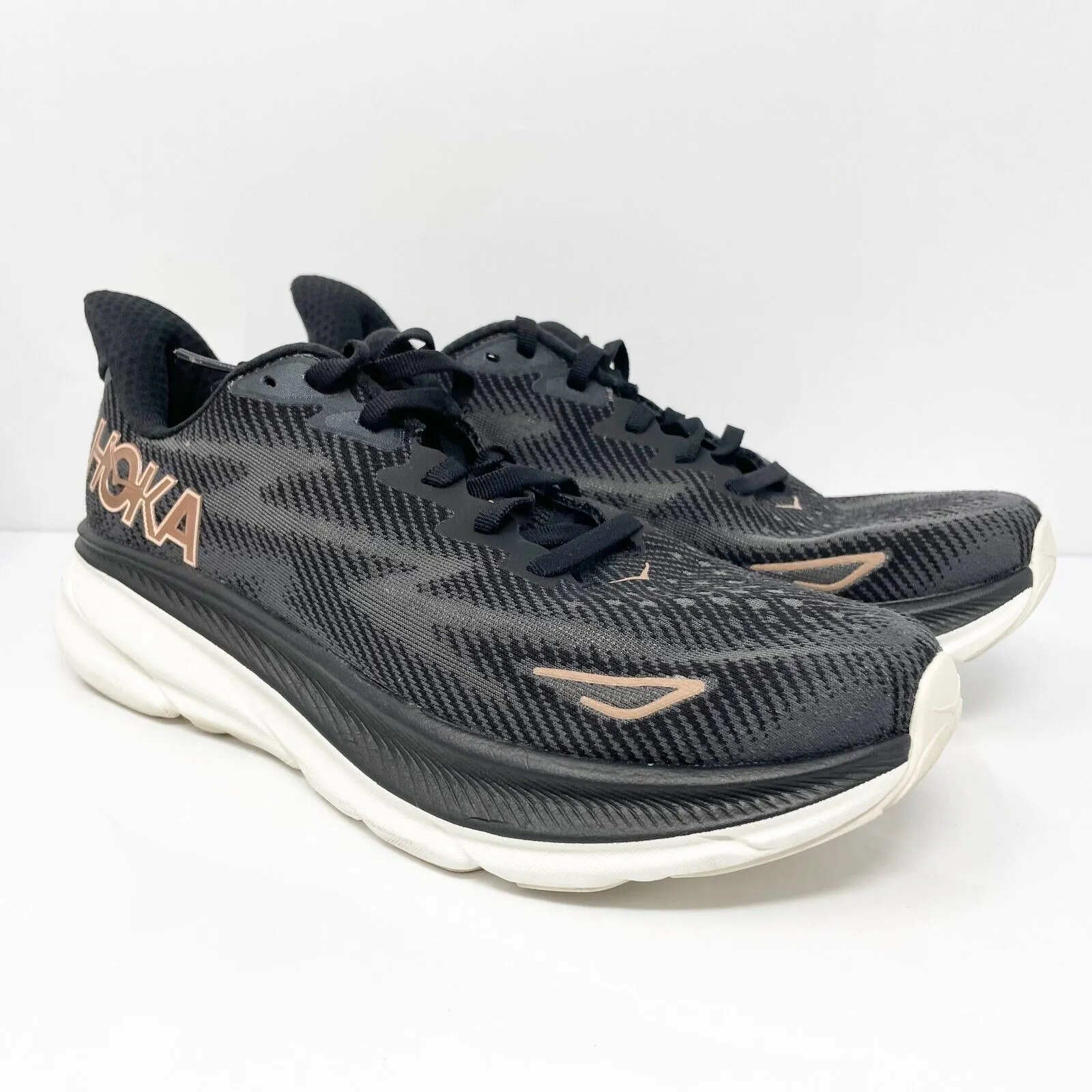 Hoka One One Womens Clifton 9 1127896 BRGL Black Running Shoes Sneakers Size 9 B