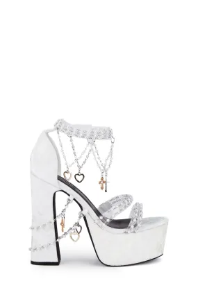 Holy Revelation Platform Heels - White-