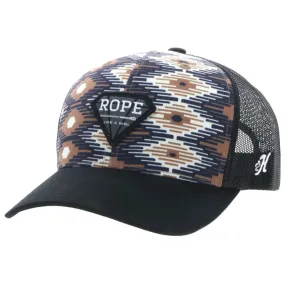 Girl's Cream, Tan, and Black Cap with Hooey Rope Design