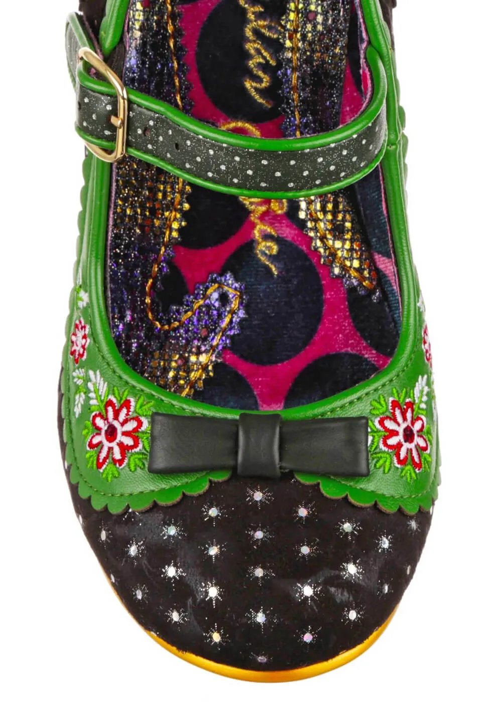 Irregular Choice Floral Pumps - Black Green Blooms