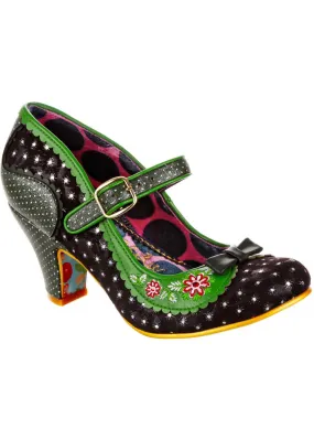 Irregular Choice Floral Pumps - Black Green Blooms