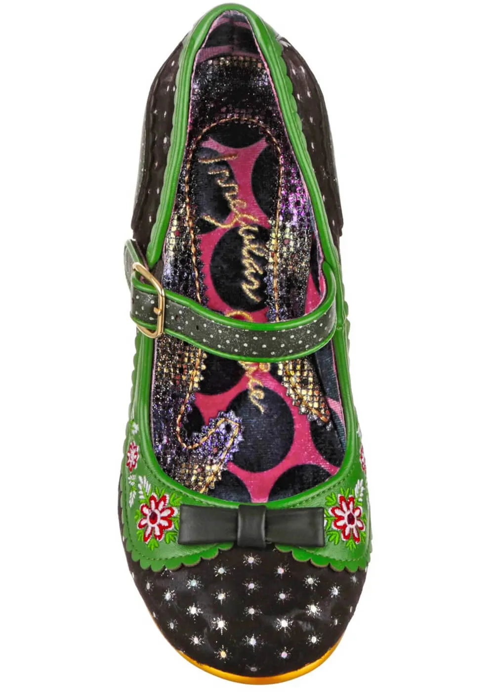 Irregular Choice Floral Pumps - Black Green Blooms