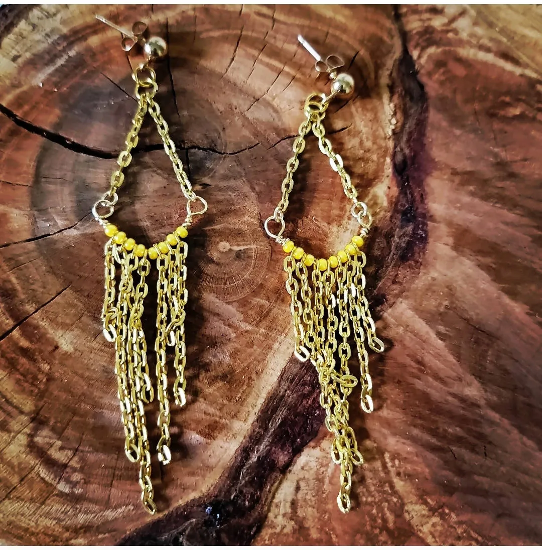 Golden Fringe Earrings for Island Girls