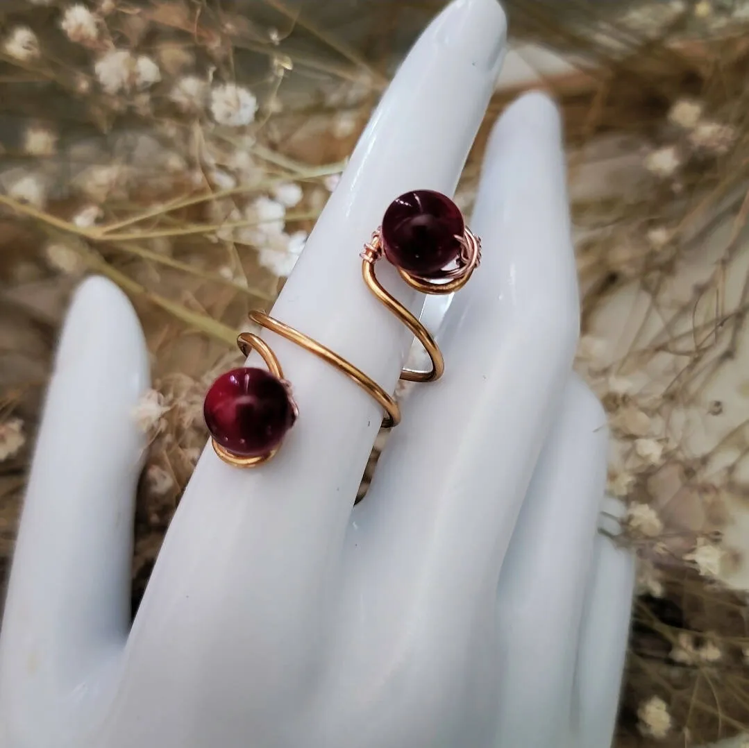 Island Girl Art - Wire Wrapped Ring-Rose Tiger's Eye