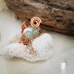 Island Girl Art - Wire Wrapped Ring- Aventurine Furl