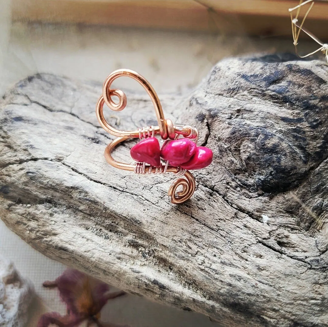 Island Girl Art - Wire Wrapped Ring- Copper Heart