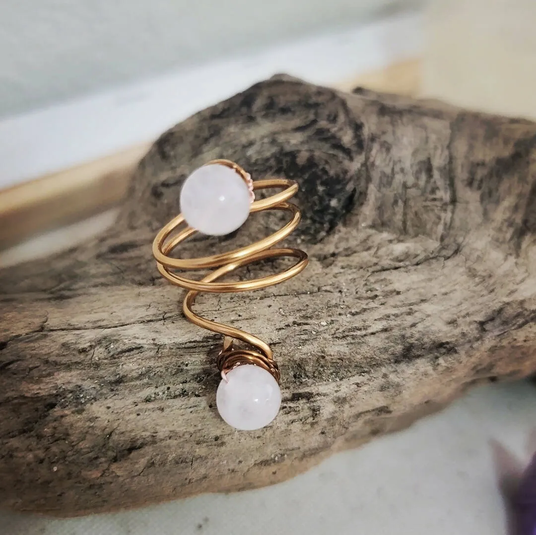 Wire Wrapped Copper Moonstone Ring - Island Girl Art