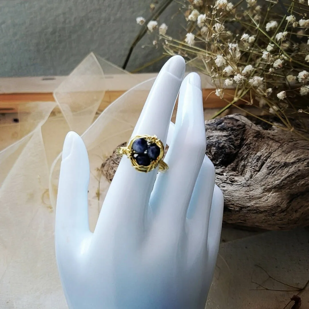 Island Girl Art - Wire Wrapped Ring- Lapis Nest