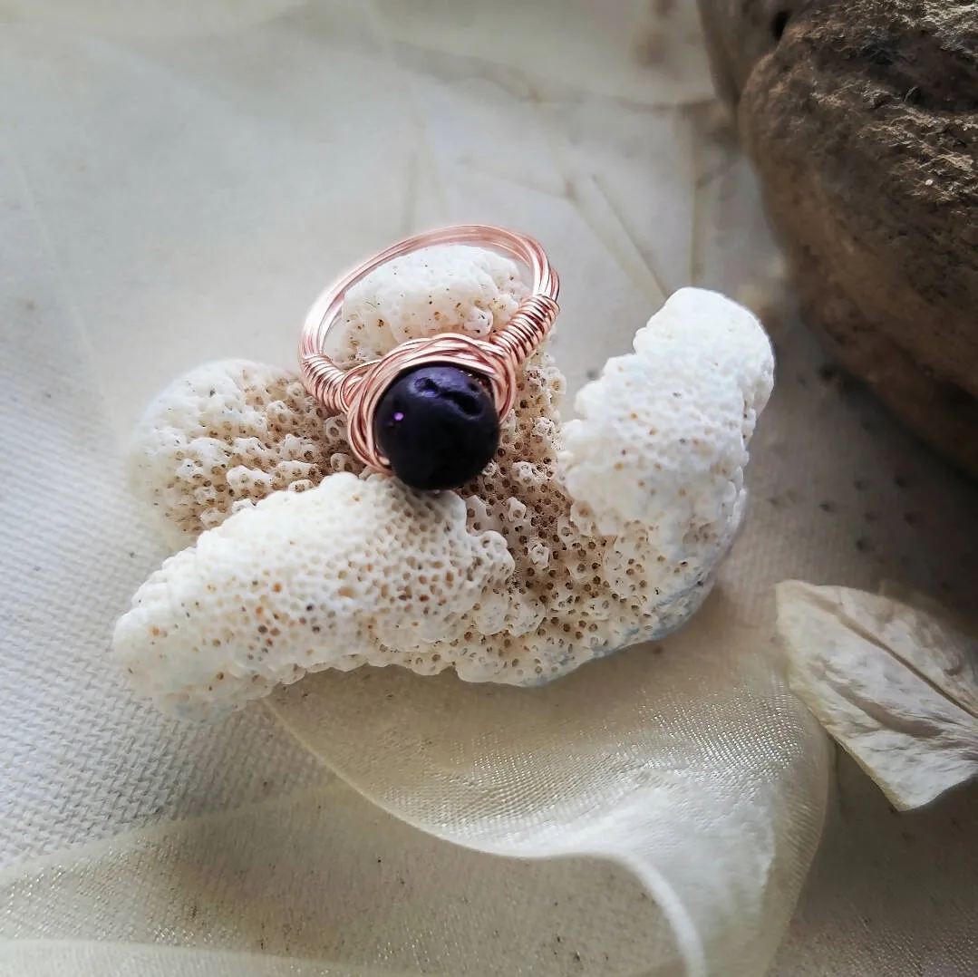 Island Girl Art - Wire Wrapped Ring- Purple Geode