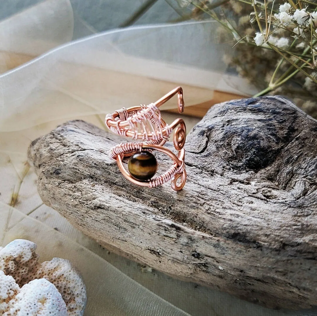 Island Girl Art - Wire Wrapped Ring- Tiger's Eye