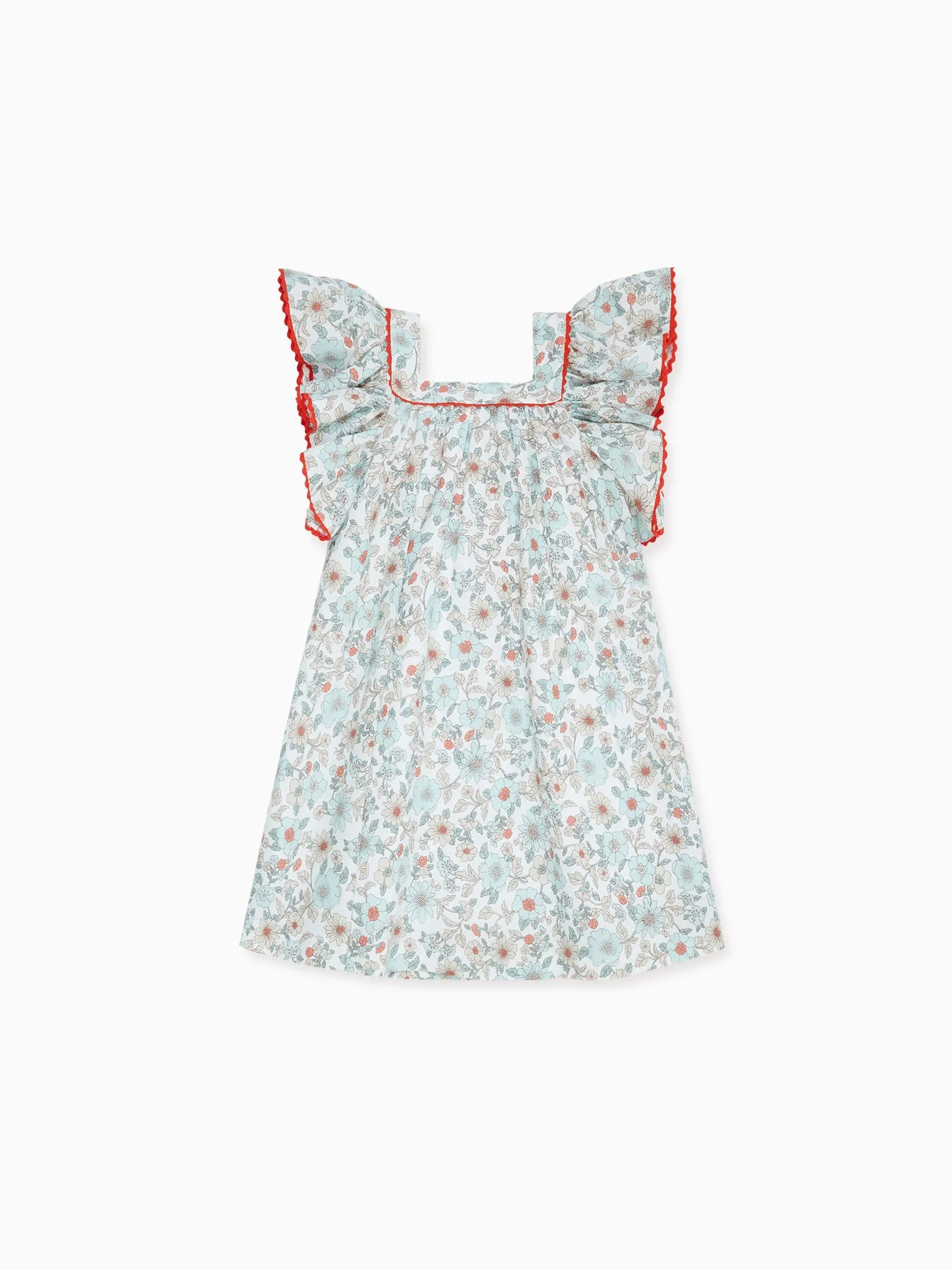 Ivory Floral Ocra Girl A-Line Dress