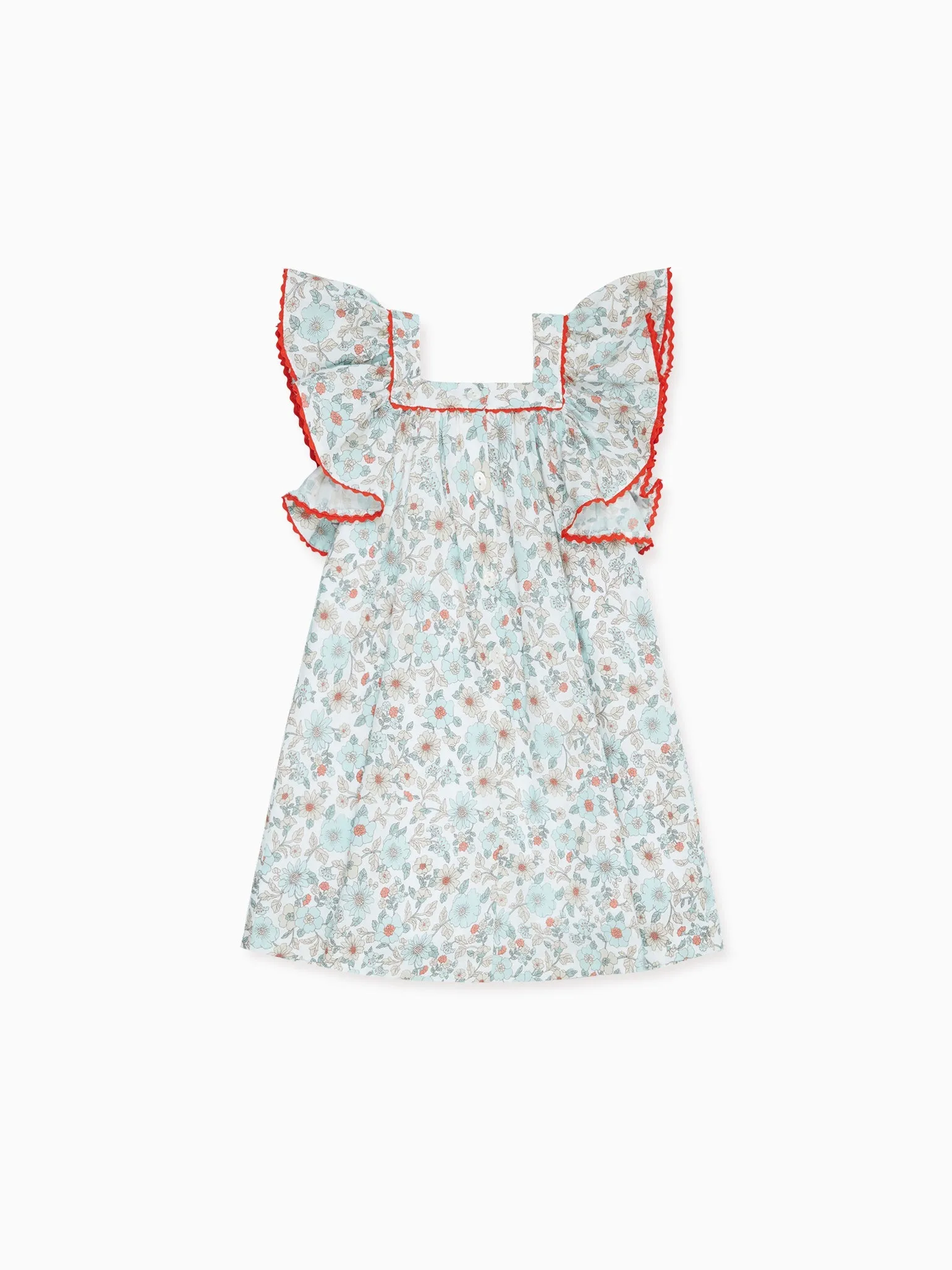 Ivory Floral Ocra Girl A-Line Dress