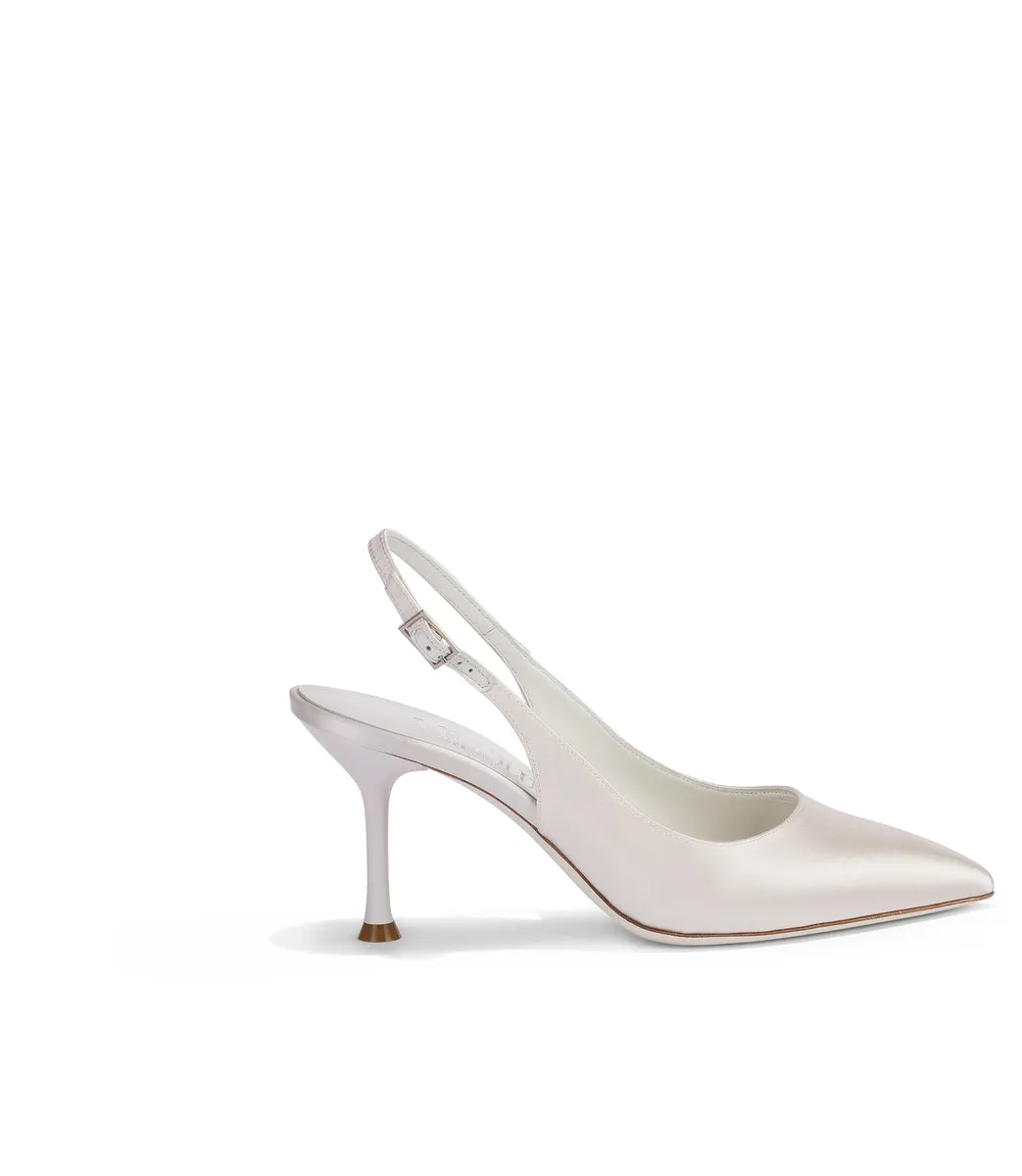 Ivory satin high heel shoes