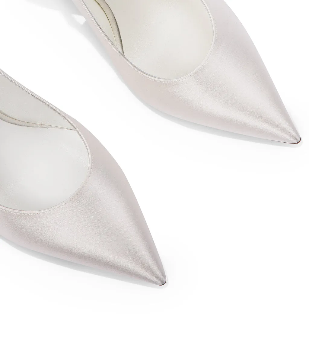 Ivory satin high heel shoes