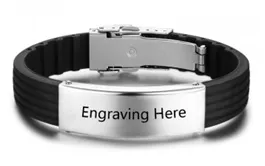 Men's Personalized Stainless Steel and Silicone Wrist Strap - J11-CBA102175