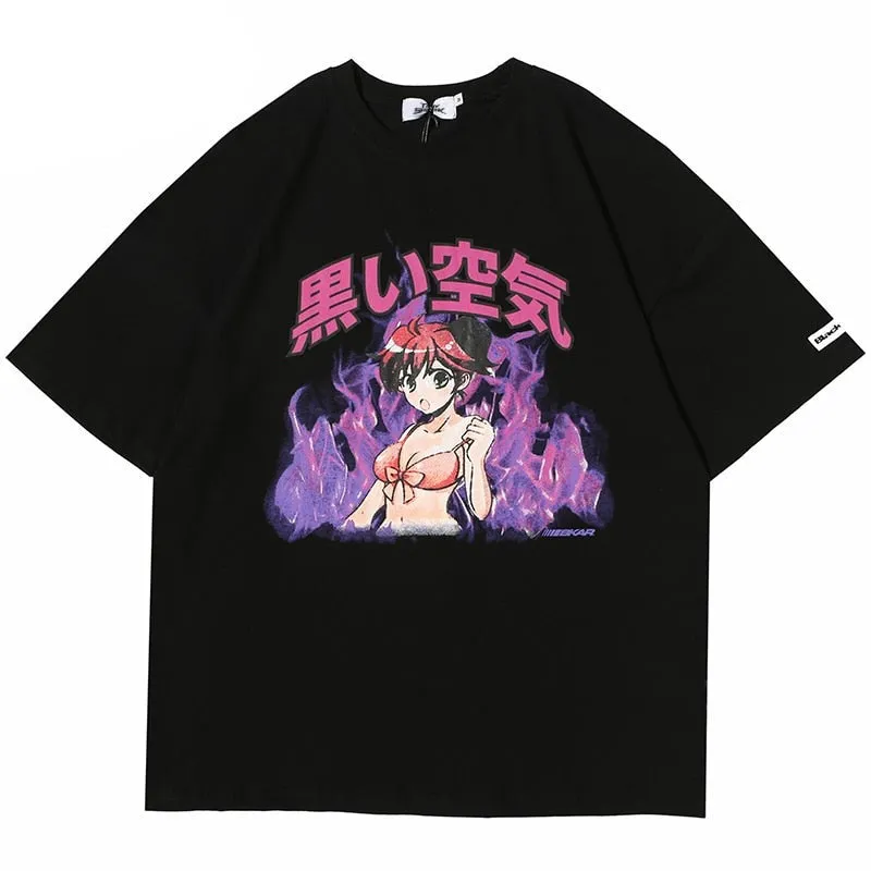 Japanese Anime Fire Girl T-Shirt