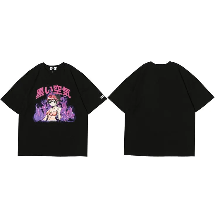 Japanese Anime Fire Girl T-Shirt