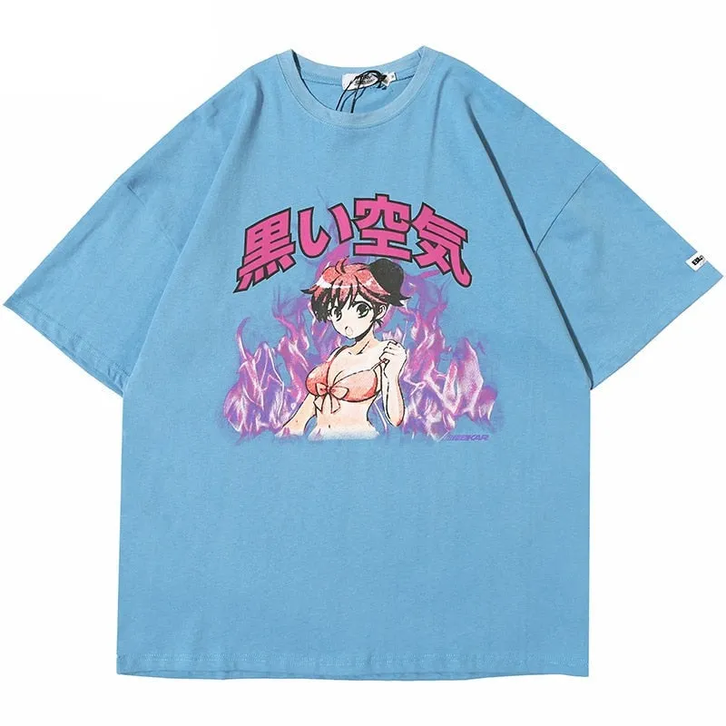 Japanese Anime Fire Girl T-Shirt