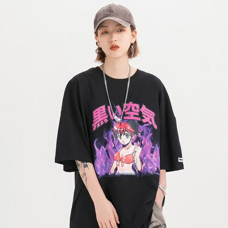 Japanese Anime Fire Girl T-Shirt