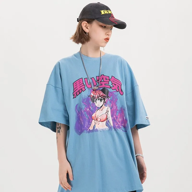 Japanese Anime Fire Girl T-Shirt