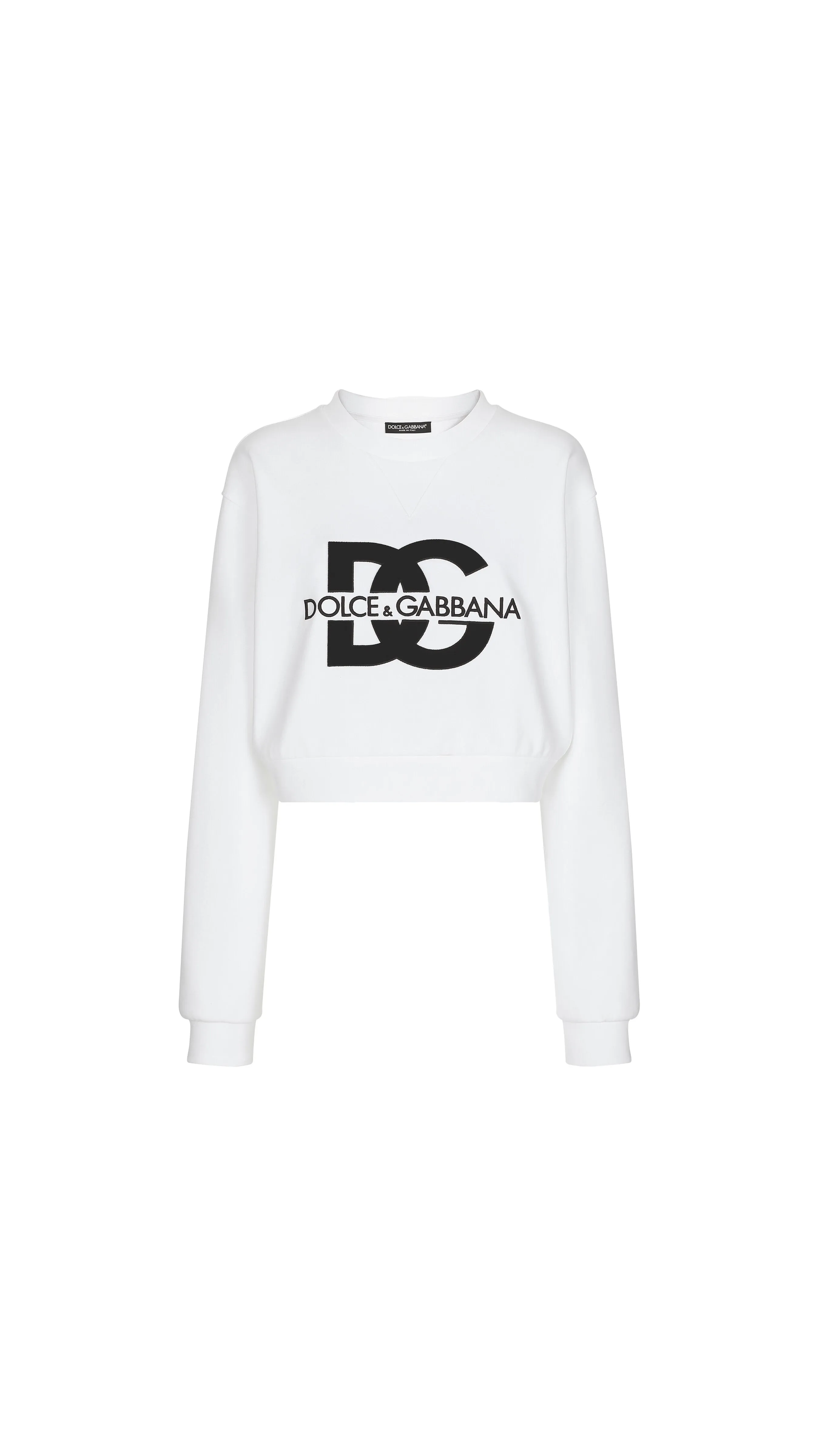 White Jersey Sweatshirt with DG Embroidery