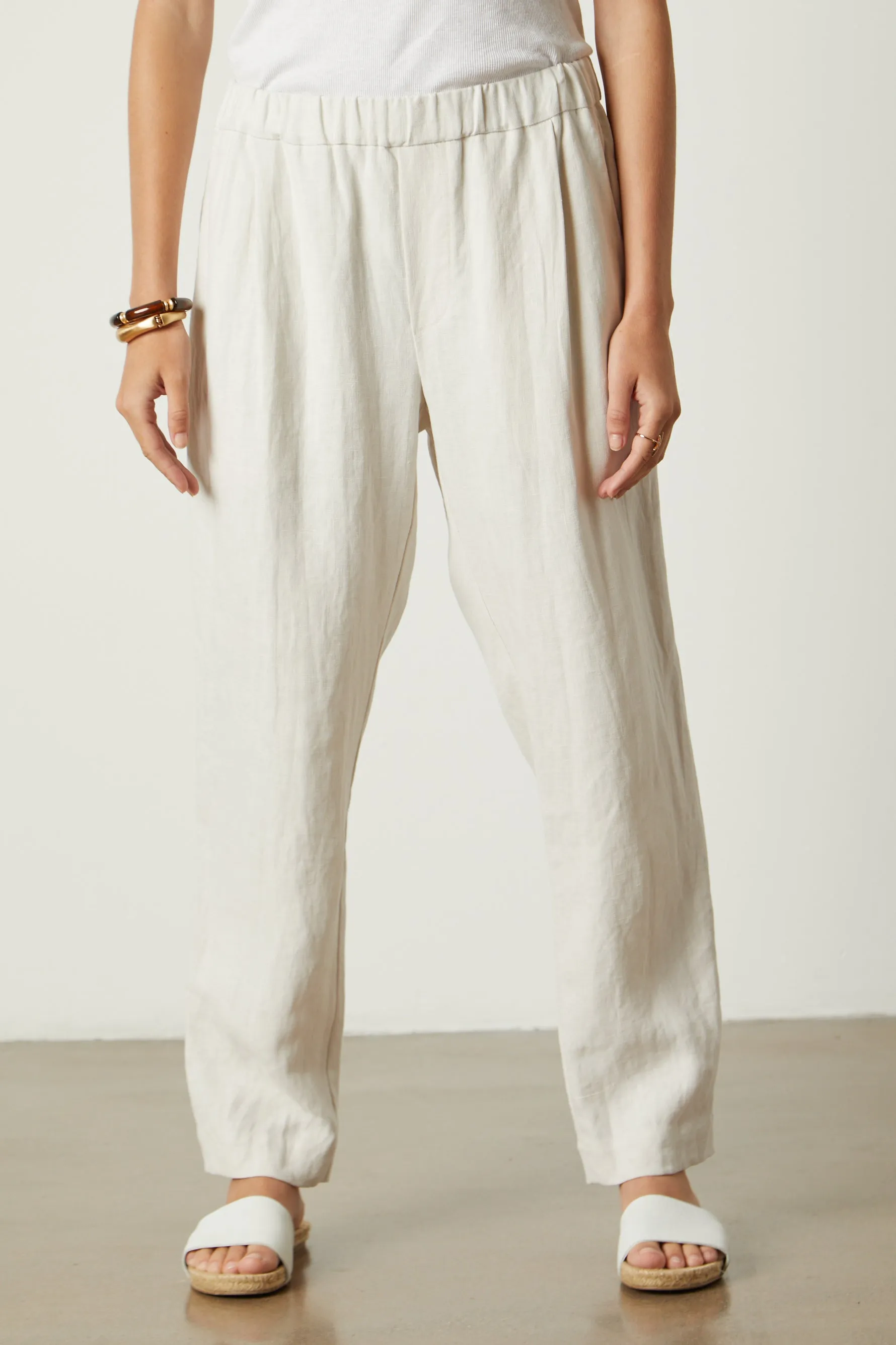 JESSIE HEAVY LINEN TROUSERS IN BISQUE